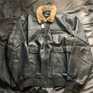 Nova men fur collar faux leather bomber jacket NEW Fashion nova men